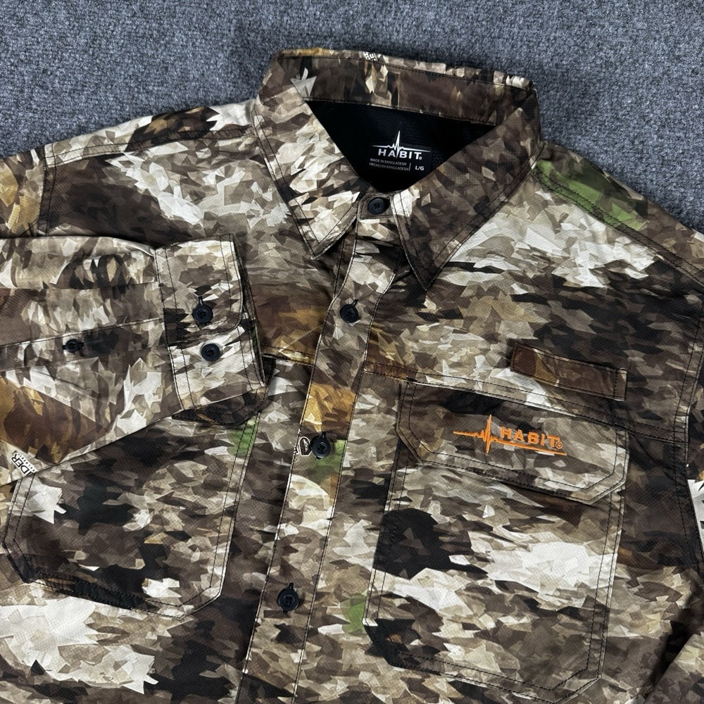 Habit Men's Junction River Hunting Shirt Realtree Edge Camo Vented Large